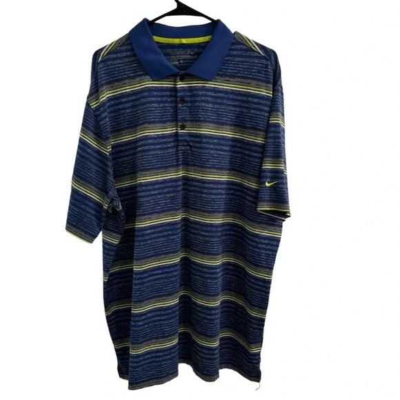Nike Tour Performance Polo Shirt Size XL Blue Stripes Sports Athletic Outdoors - Picture 1 of 10